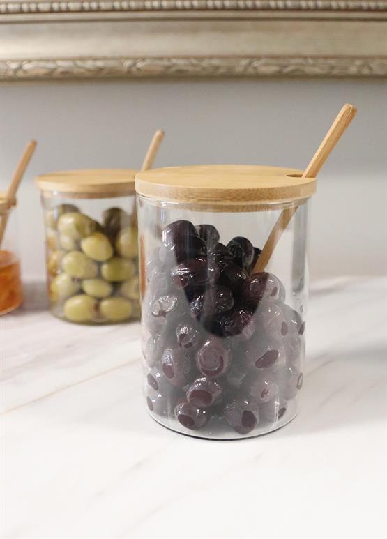 The Mia Bambu Kapaklı Borosilikat Cam Kavanoz Seti 4 Parça 550 ml