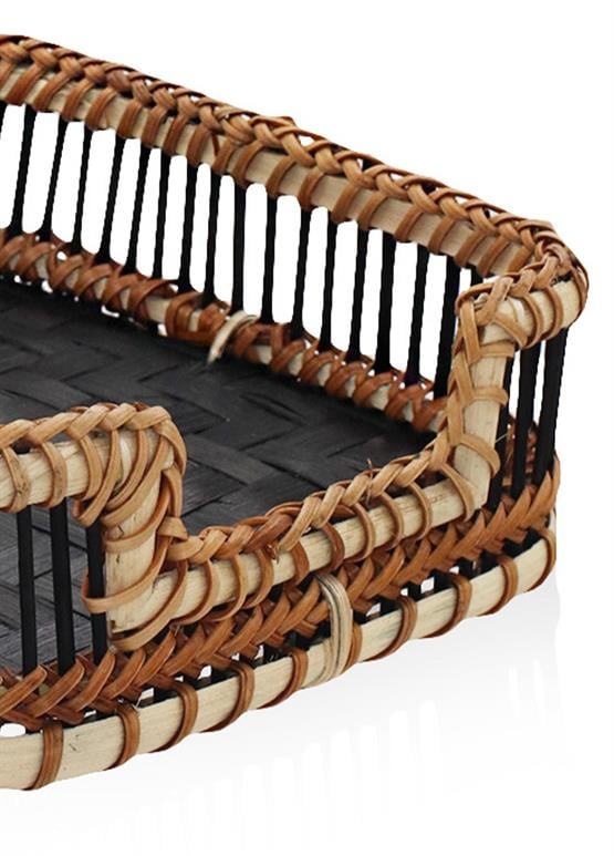 The Mia Bambu Peçetelik Siyah 18x4x6 cm