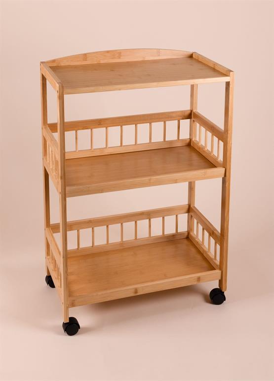 The Mia Bambu Tekerlekli 3 Katlı Düzenleyici Dolap Raf 80x53x30 Cm