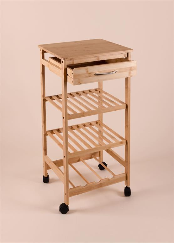 The Mia Bambu Tekerlekli 4 Katlı Düzenleyici Dolap Raf 83x40x37 Cm