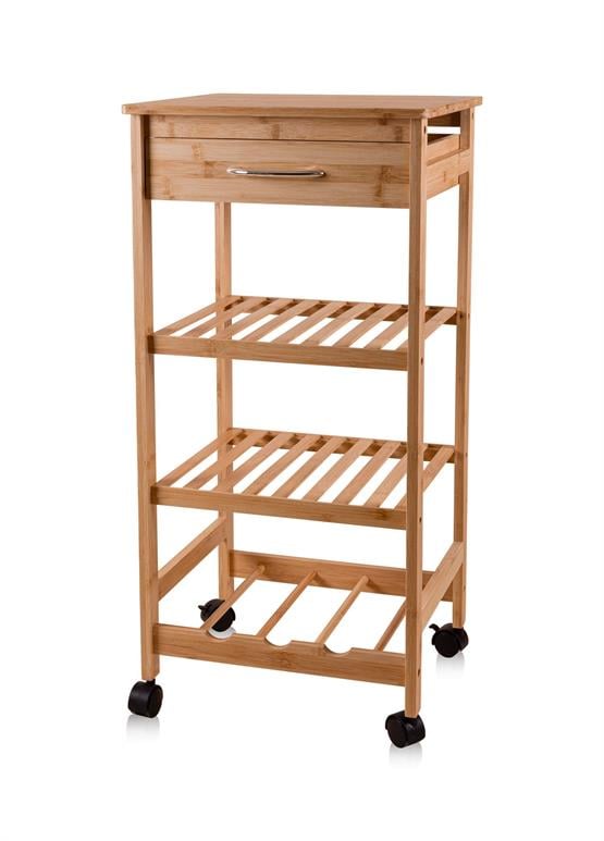 The Mia Bambu Tekerlekli 4 Katlı Düzenleyici Dolap Raf 83x40x37 Cm