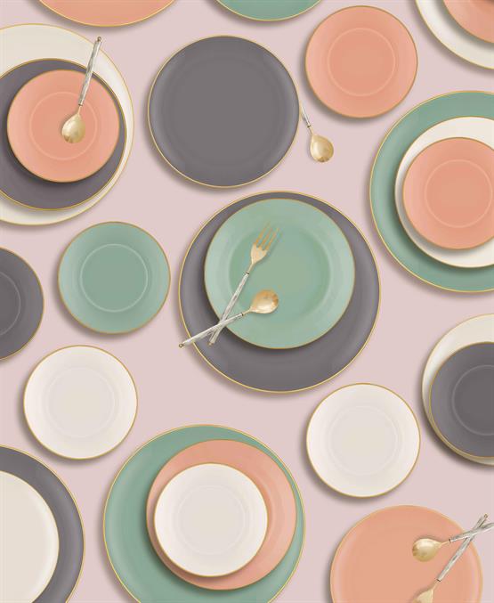 The Mia Basic Servis Tabağı 6 Lı Set Krem - 26cm