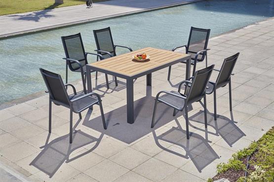 Erinöz Berlin 6 Kişilik 90*150 Iroko Alüminyum Masa Sandalye Takımı