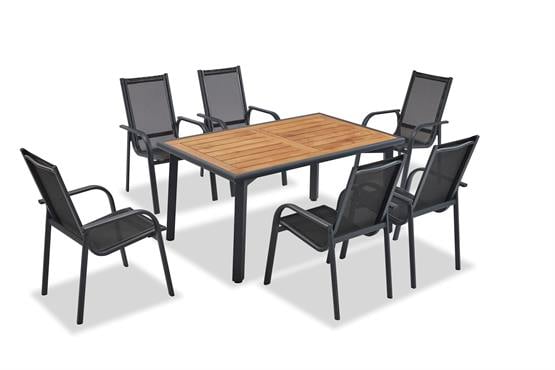 Erinöz Berlin 6 Kişilik 90*150 Iroko Alüminyum Masa Sandalye Takımı