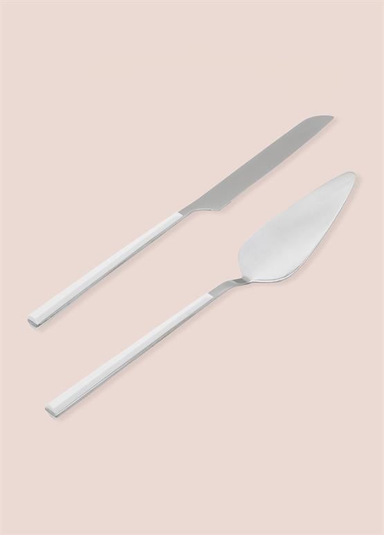 The Mia Bianco Pasta Servis Takımı Gümüş 2 Parça CKB0249