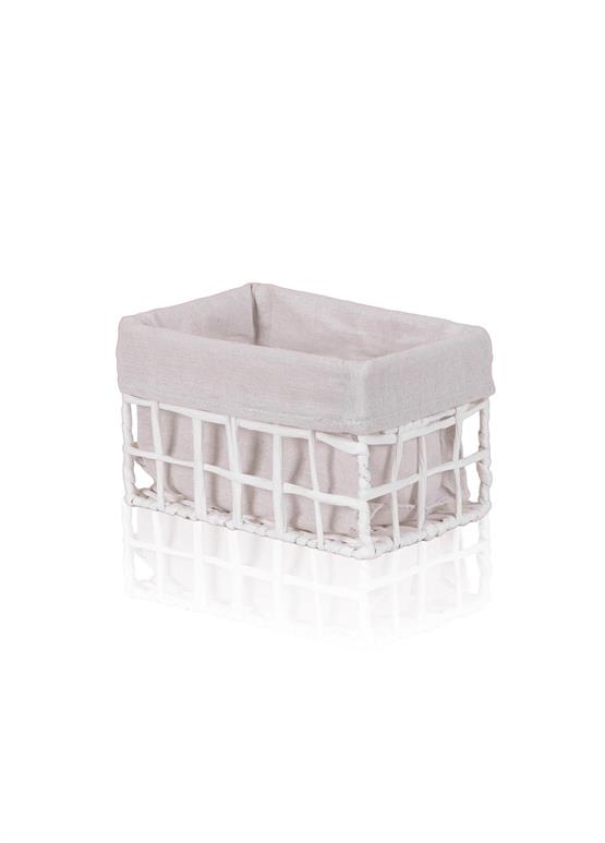 The Mia Braid Hasır Organizer Sepet Beyaz 22x14x13 cm