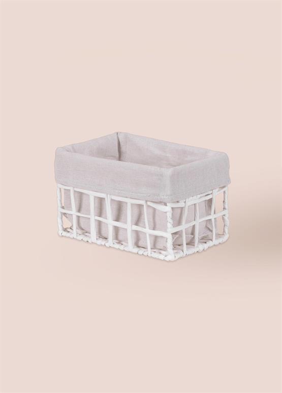 The Mia Braid Hasır Organizer Sepet Beyaz 22x14x13 cm