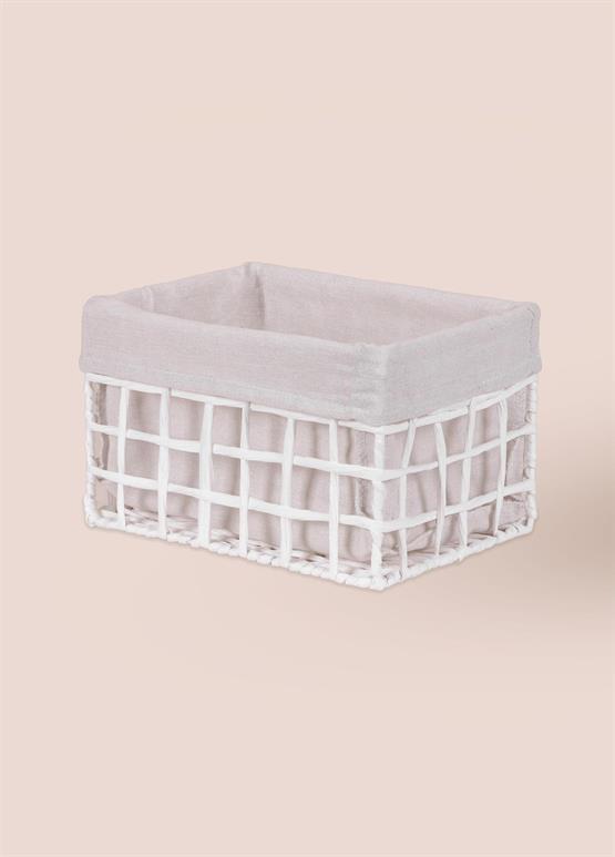 The Mia Braid Hasır Organizer Sepet Beyaz 26x18x16 cm