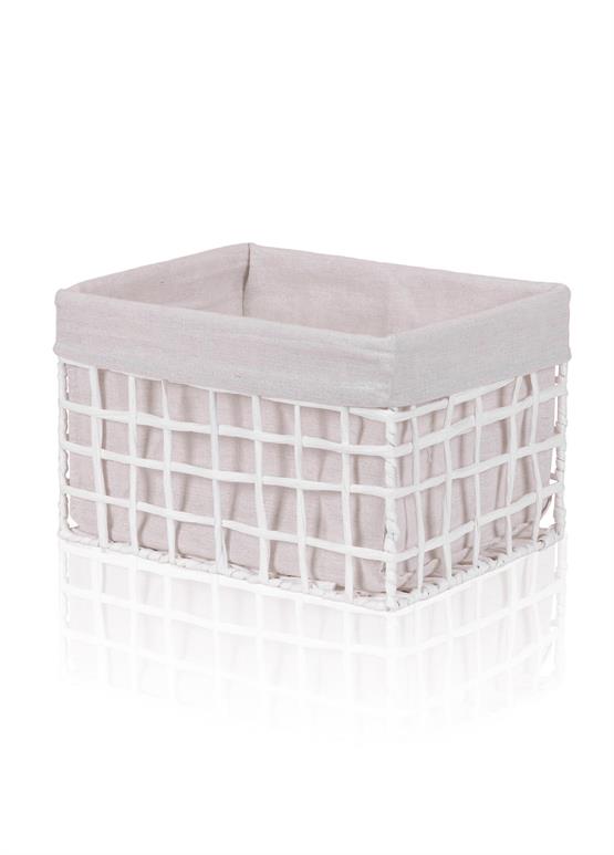 The Mia Braid Hasır Organizer Sepet Beyaz 30x22x19 cm