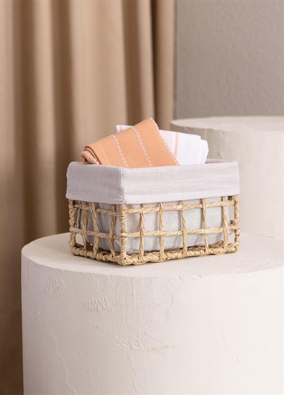 The Mia Braid Hasır Organizer Sepet Naturel 22x14x13 cm