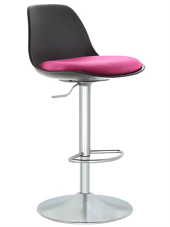 Bürocci Nadya Bar Sandalyesi - Pembe Deri - Metal Ayaklı Bar Taburesi - 9537S0120