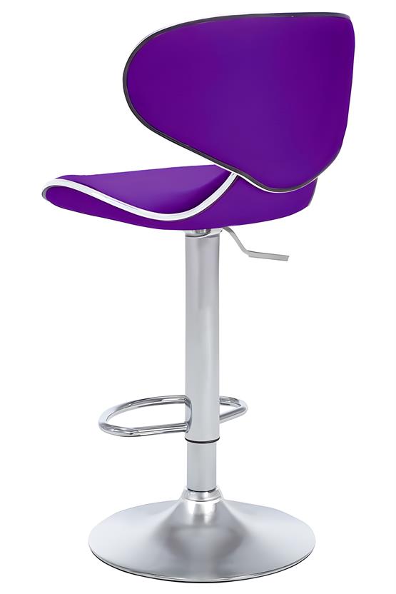 Bürocci Zen Bar Taburesi - Mor Modern Deri Metal Ayaklı Yüksek Tezgah Sandalyesi - 9549S0515