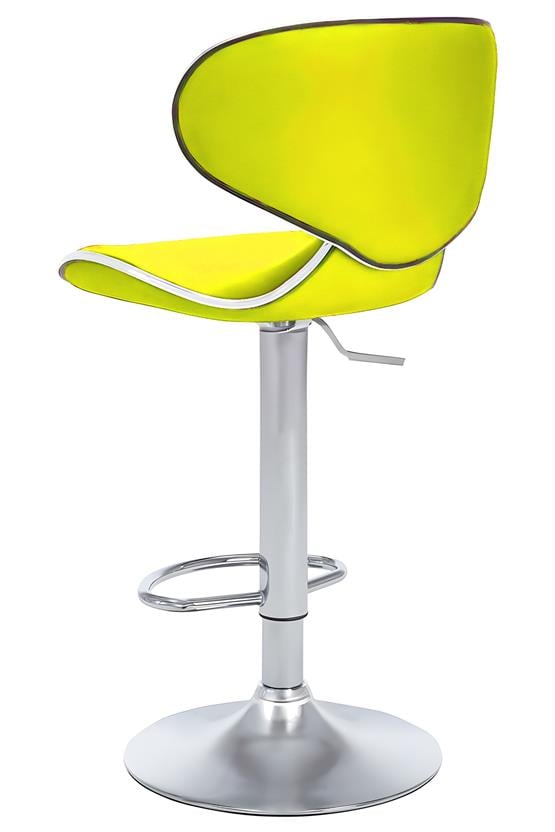 Bürocci Zen Bar Taburesi - Sarı Modern Deri Metal Ayaklı Yüksek Tezgah Sandalyesi - 9549S0512