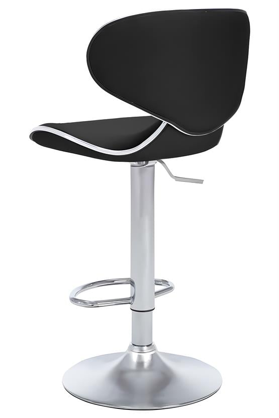 Bürocci Zen Bar Taburesi - Siyah Modern Deri Metal Ayaklı Yüksek Tezgah Sandalyesi - 9549S0481
