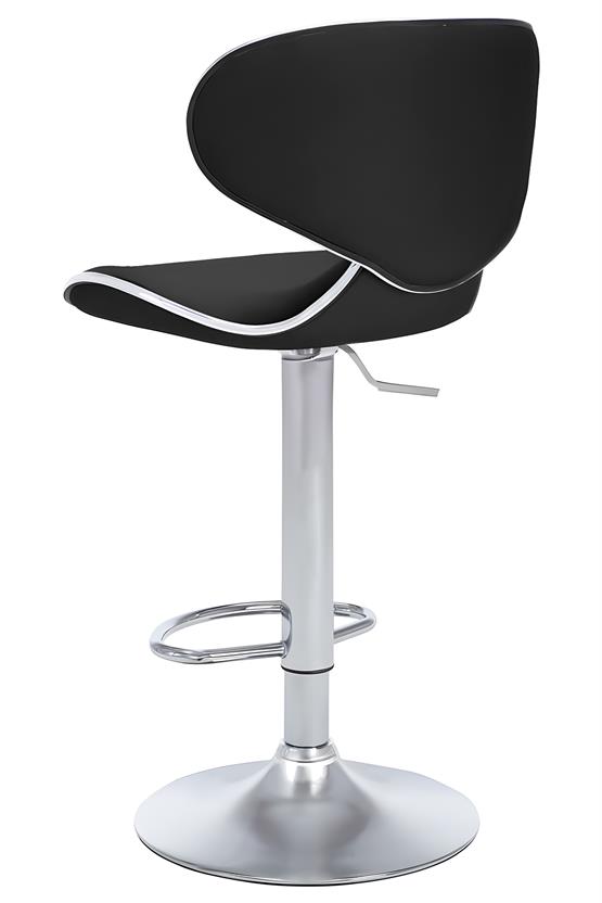 Bürocci Zen Bar Taburesi - Siyah Modern Deri Metal Ayaklı Yüksek Tezgah Sandalyesi - 9549S0481