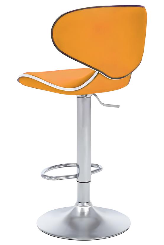 Bürocci Zen Bar Taburesi - Turuncu Modern Deri Metal Ayaklı Yüksek Tezgah Sandalyesi - 9549S0516