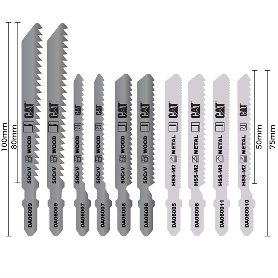 CAT DA06901 10 Parça Profesyonel Metal/Ahşap Hassas/Kaba Kesim Dekupaj Testere Ucu