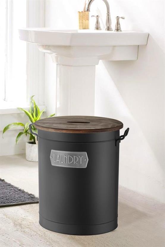 The Mia Çamaşır Sepeti Siyah 54x43x35 cm