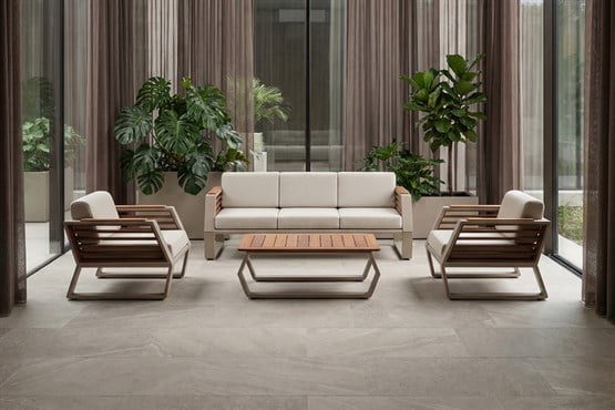 Erinöz Çınar 3+1+1+Sehpa Oturma Grubu - Kum Rengi