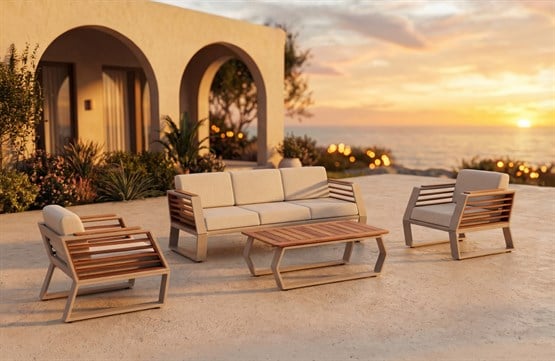 Erinöz Çınar 3+1+1+Sehpa Oturma Grubu - Kum Rengi