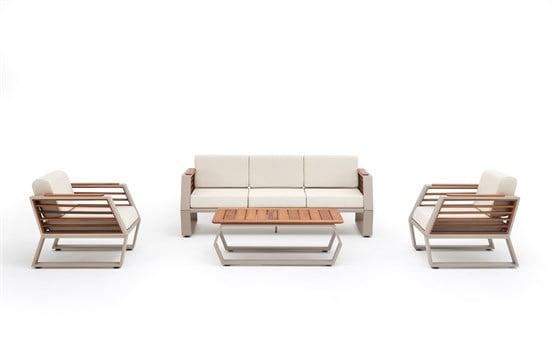 Erinöz Çınar 3+1+1+Sehpa Oturma Grubu - Kum Rengi