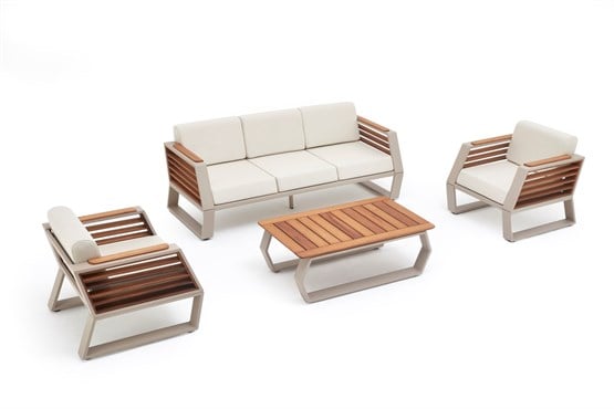 Erinöz Çınar 3+1+1+Sehpa Oturma Grubu - Kum Rengi