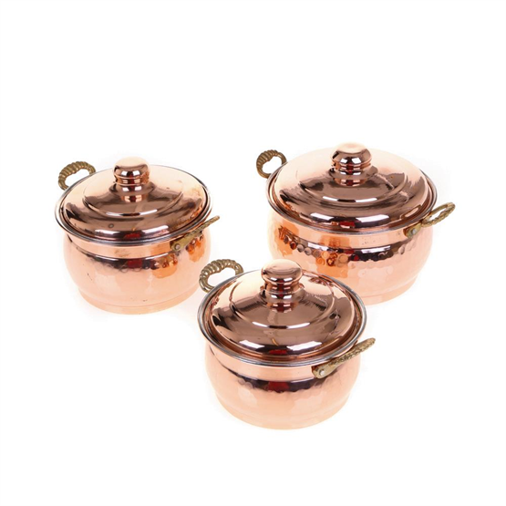 Cobper Premium Collection Bakır Mini Güveç 3lü Tencere Seti