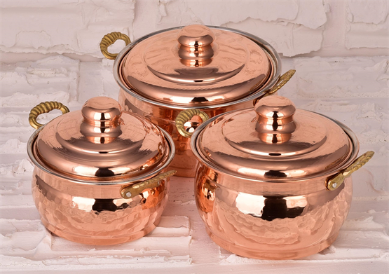 Cobper Premium Collection Bakır Mini Güveç 3lü Tencere Seti