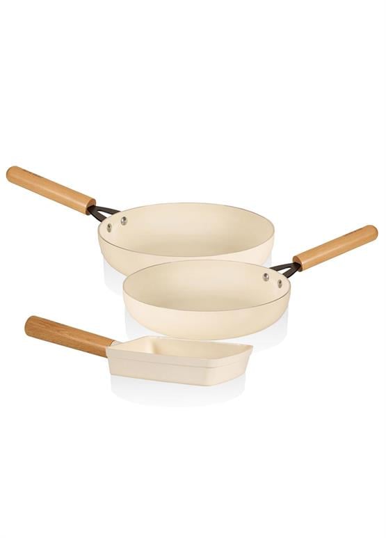 The Mia Cucina Di Mia İndüksiyon Tabanlı Seramik Tava Seti 3 Parça