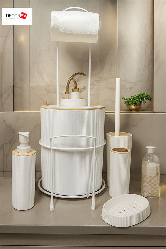 DECOREV 6 LI BEYAZ STANDLI VEST WC SETİ DC-6348