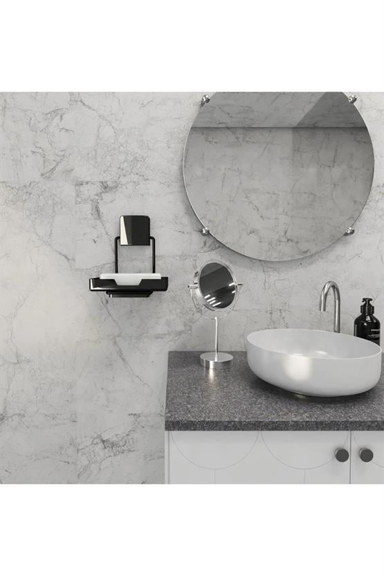 DECOREV SABUNLUK DC-5063 SİYAH PLASTİK HAZNE