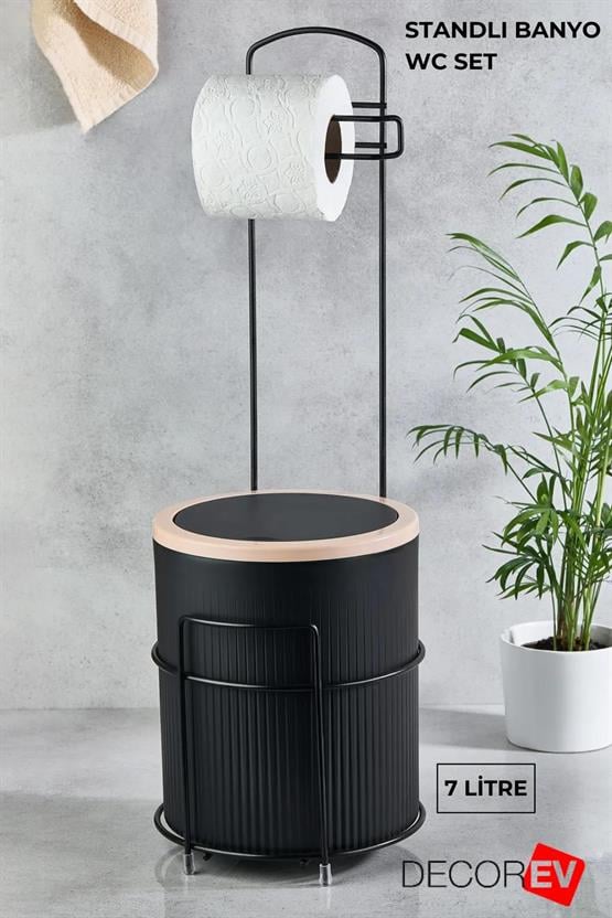 DECOREV STANDLI WC KAĞITLIK DC-6319 ECO KOVALI SİYAH x1