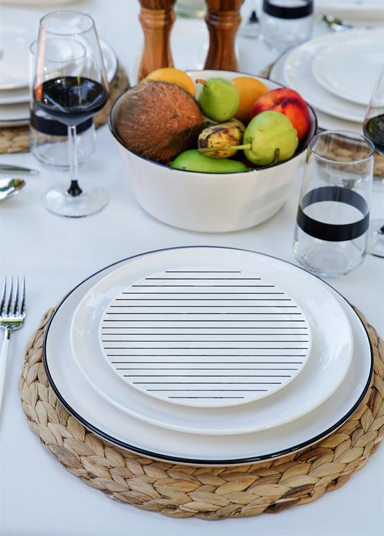 The Mia Daily Tunes Pasta Tabağı Çizgili 6 Lı Set - 19 cm