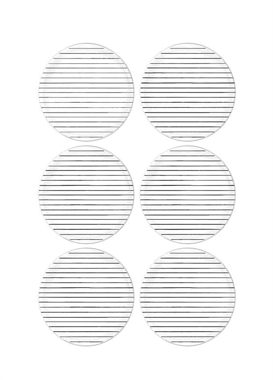 The Mia Daily Tunes Pasta Tabağı Çizgili 6 Lı Set - 19 cm