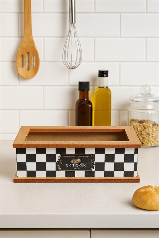 Damalı Yazılı Ahşap Ekmek Sepeti