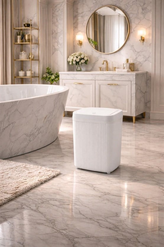Decorev Banyo Kovası  5 Lt Kare Click Kapaklı Beyaz