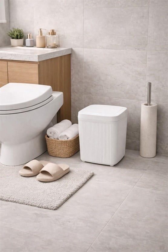 Decorev Banyo Kovası  5 Lt Kare Click Kapaklı Beyaz