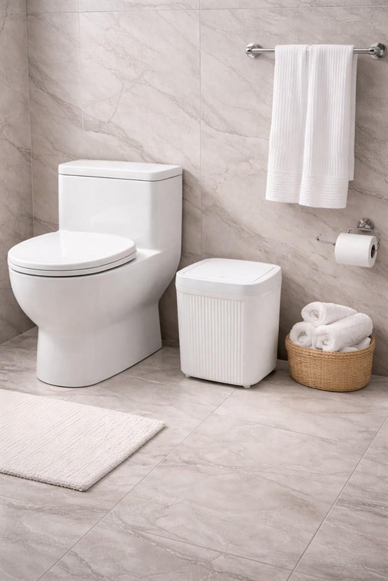 Decorev Banyo Kovası  5 Lt Kare Click Kapaklı Beyaz