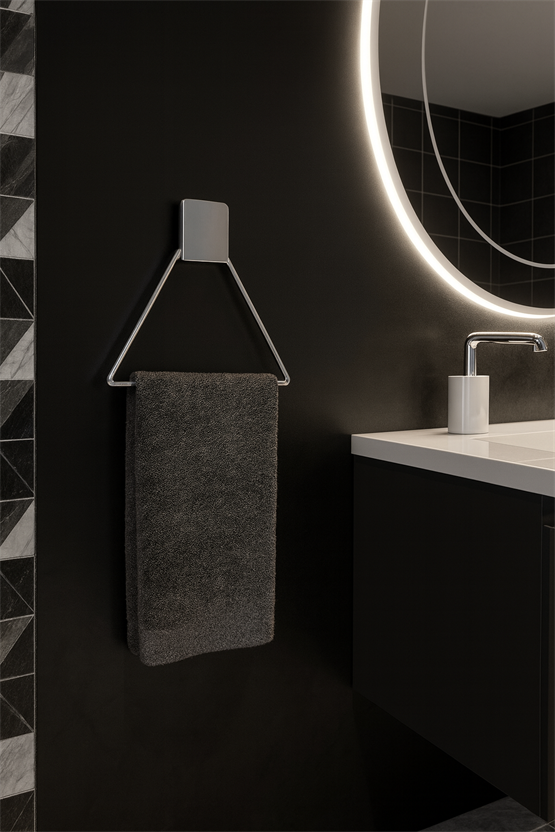 Decorev Yapışkanlı Lüks Banyo Havluluk Askılığı Üçgen Krom Meral Paslanmaz Havluluk