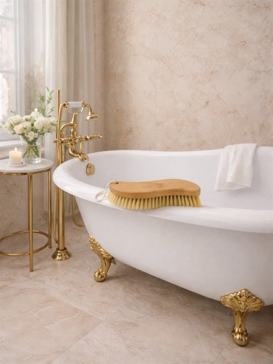 Doğal Ahşap Banyo Vücut Fırçası – Ergonomik Tasarım, Cilt Temizleme Ve Masaj Fırçası  VICHY-7056