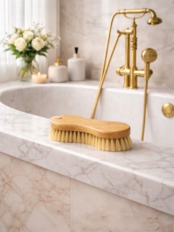 Doğal Ahşap Banyo Vücut Fırçası – Ergonomik Tasarım, Cilt Temizleme Ve Masaj Fırçası  VICHY-7057