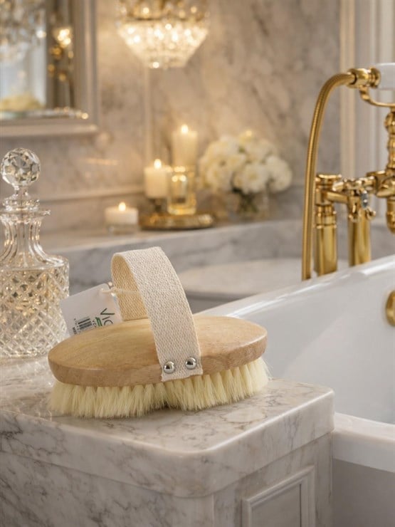 Doğal Ahşap Vücut Banyo Fırçası – Kese Etkili, Cilt Arındırıcı Masaj Fırçası VICHY-7052