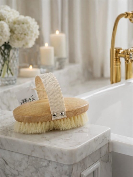 Doğal Ahşap Vücut Banyo Fırçası – Kese Etkili, Cilt Arındırıcı Masaj Fırçası VICHY-7052