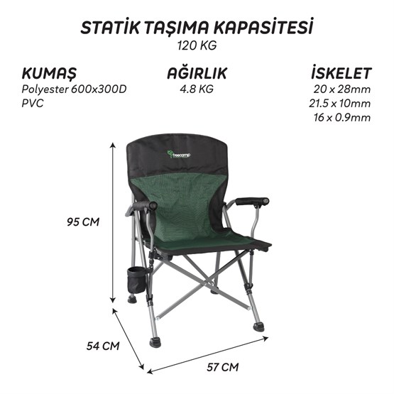 FreeCamp Huxley Katlanır Sandalye-HAKİ-SİYAH