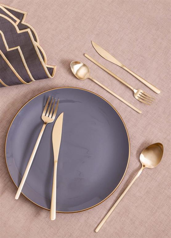 The Mia Giallo Çatal Kaşık Bıçak Takımı Mat Gold 36 Parça