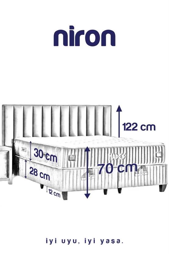 Hades Lüks Baza ve Başlık Seti 140x190 cm Çift Kişilik Baza ve Başlık Takımı Krem Özel Kumaş