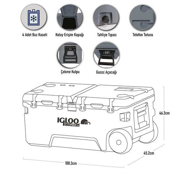 IGLOO CoreMAX 120 Tekerlekli Buzluk 120 Litre