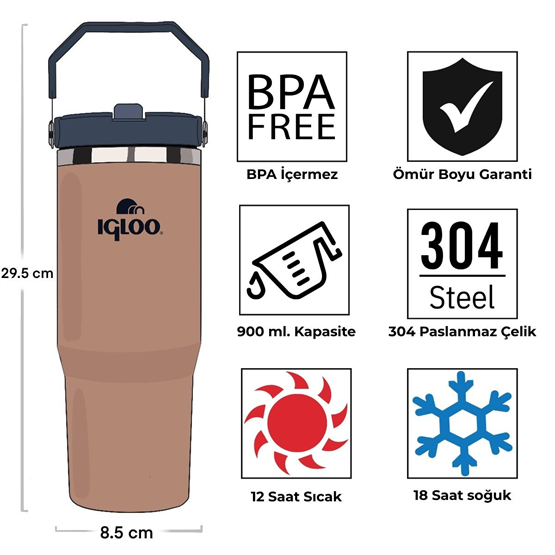 Igloo Powder Termos 900ml-KAHVERENGİ