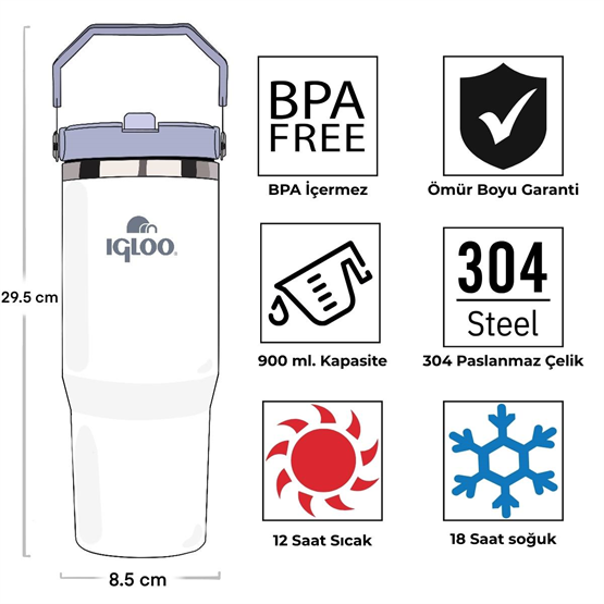 Igloo Powder Termos 900ml-MAVİ-BEYAZ