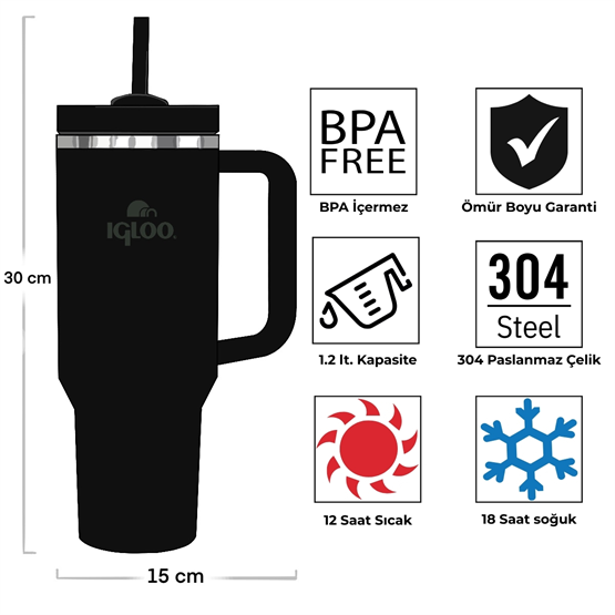 Igloo Stadler Thermo-Mug 1.2 Litre-SİYAH